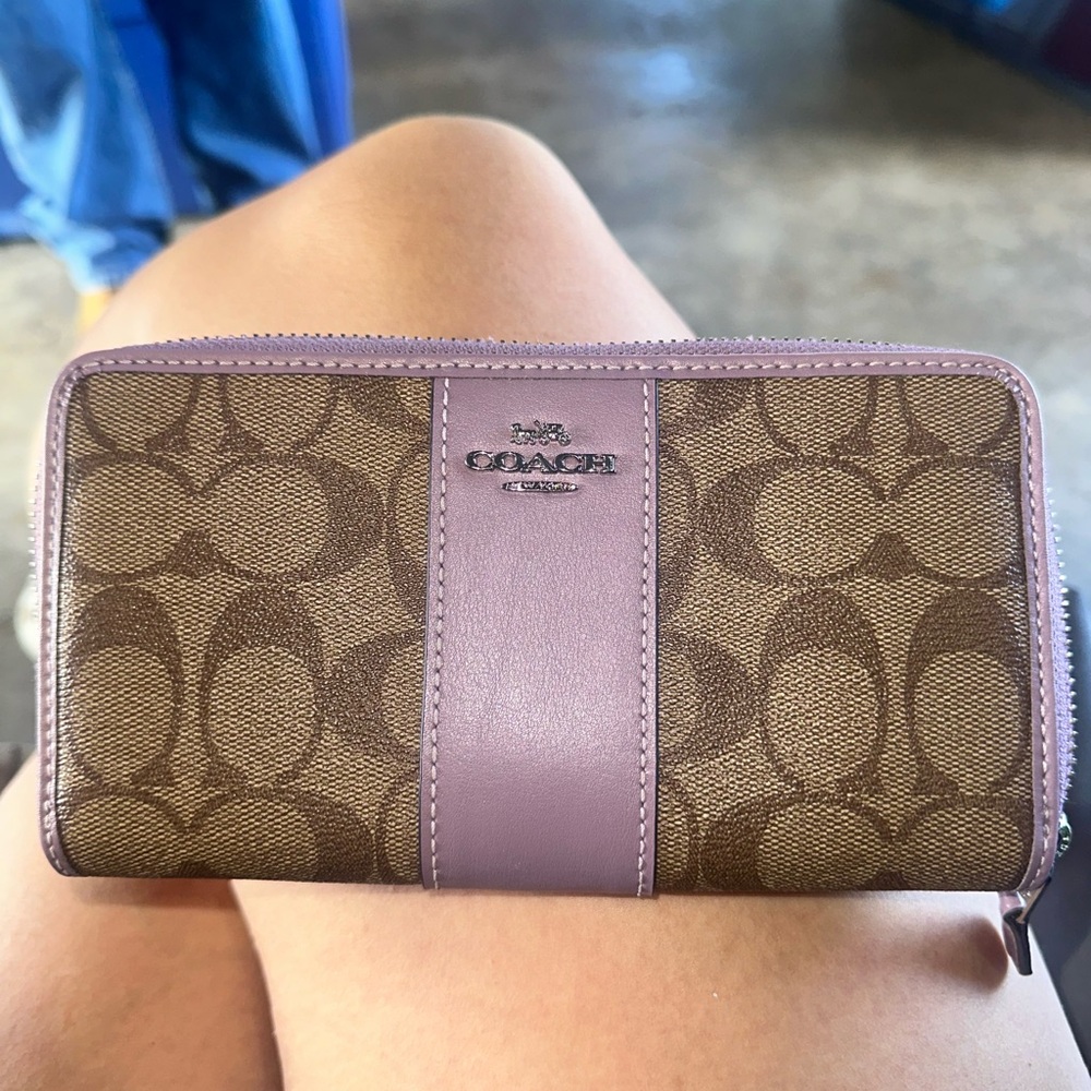 Coach Tan and Purple Women's Wallet